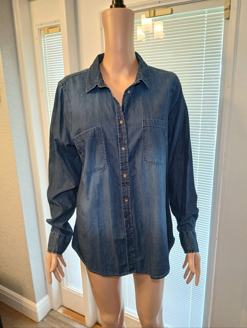 Merona Denim Button-Up Shirt in Blue